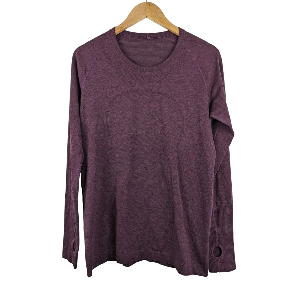 Lululemon Swiftly Tech Long Sleeve Crew Size 12 Heathered Purple Maroon Red